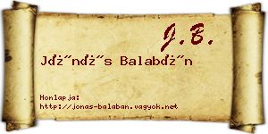Jónás Balabán névjegykártya